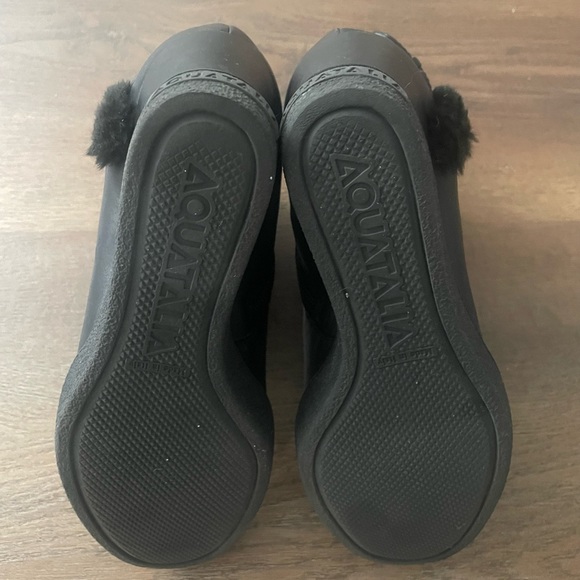 Aquatalia By Marvin K. Women's Black Cameron Faux Fur Trim Wedge Bootie Size 6.5 - Picture 13 of 14